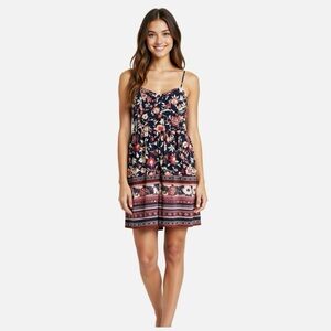 Band of Gypsies Floral Boho Sundress Spaghetti Straps Rousing in Back Fully Line